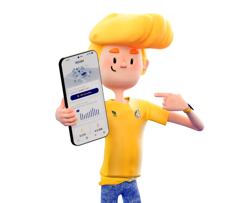Tim wijzend naar de TinQE app